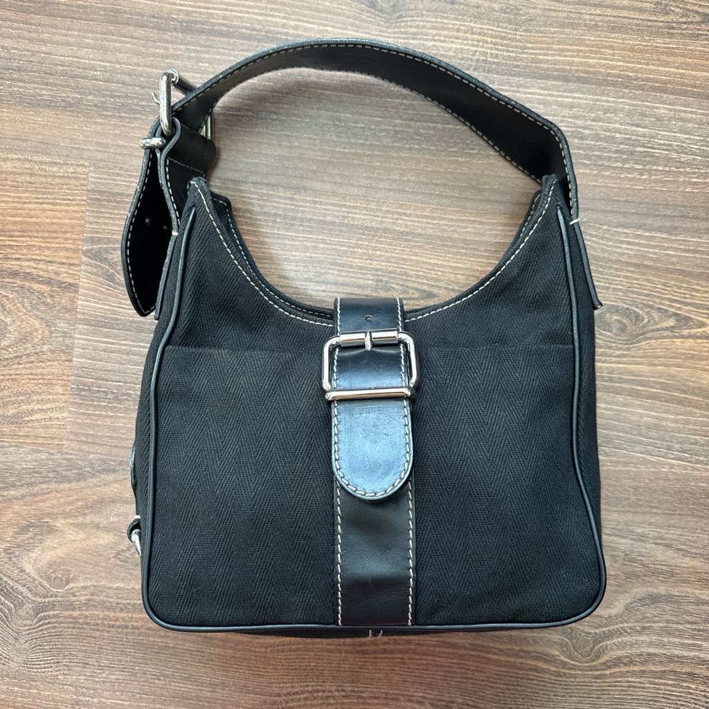 Rare Fendi Black Shoulder Bag With Silver Buckle